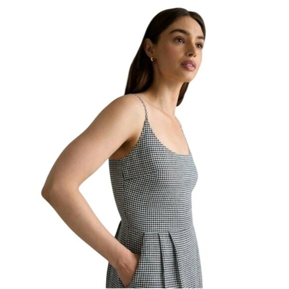 NWT Quince European Linen Scoop Neck Midi Black Gingham Dress Sz L Cottagecore - Picture 2 of 10
